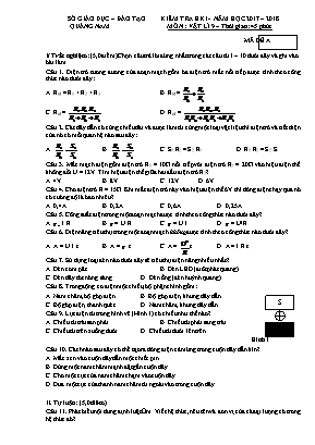 Bộ đề kiểm tra học kỳ I môn Vật lý Lớp 9 - Năm học 2017-2018 - Sở giáo dục và đào tạo Quảng Nam